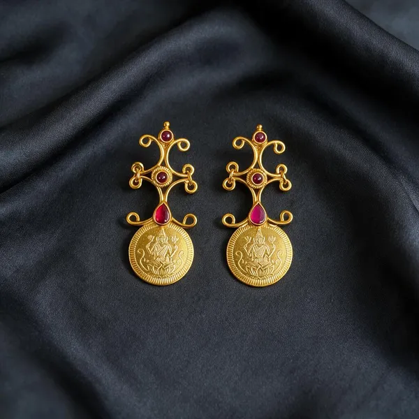 Gold-Tone_Red_Stone_Drop_Earrings_For_Women