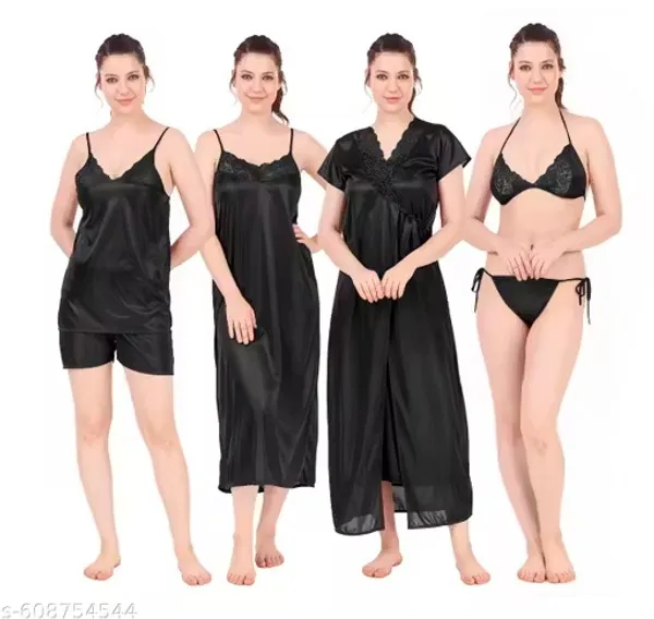 Black_Satin_4-Piece_Lingerie_Set_for_Women