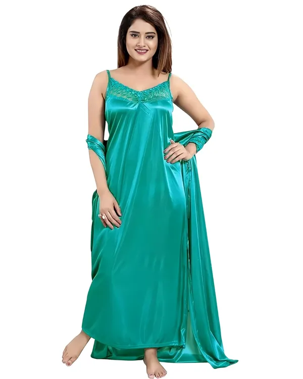 Teal_Satin_Three-Piece_Nightwear_Set_for_Women