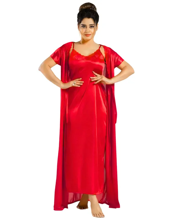 Red_Satin_Lace_Nightdress_With_Shrug_for_Women