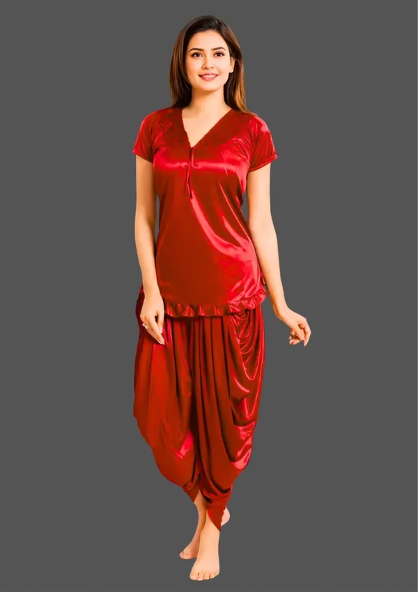 Red_Satin_Dhoti_Style_Jumpsuit_For_Women