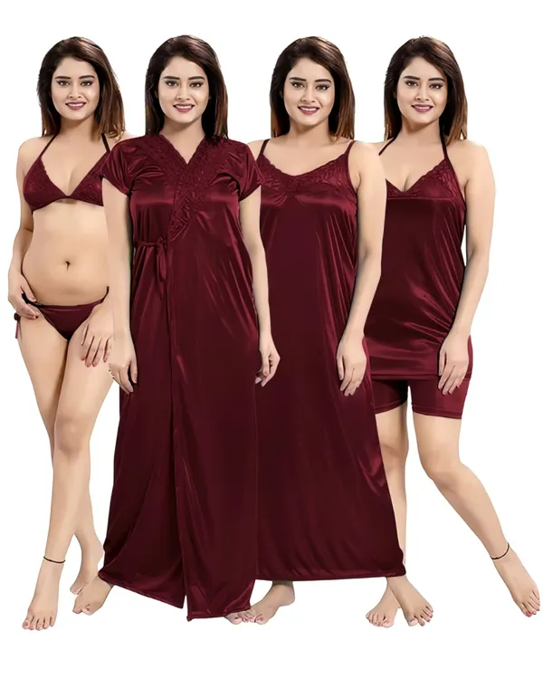 Maroon_Satin_Nightwear_Set_for_Women
