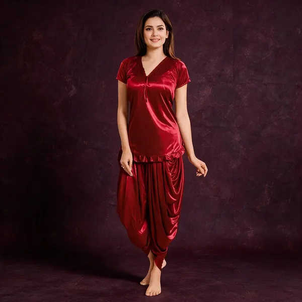 Red_Satin_Dhoti_Style_Jumpsuit_For_Women