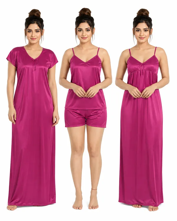 Magenta_Satin_Nightdress_for_Women