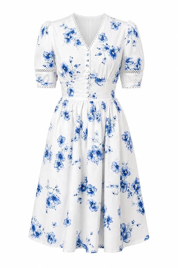 White_Floral_Fit_And_Flare_Dress_for_Women