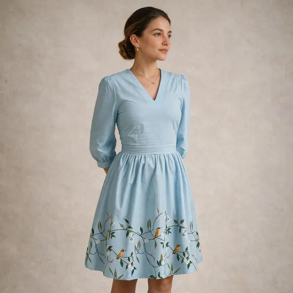 Blue_Floral_Print_A-Line_Dress_for_Women