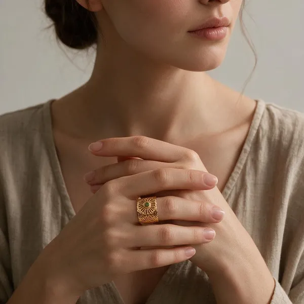 Gold-Tone_Filigree_Statement_Ring_for_Women