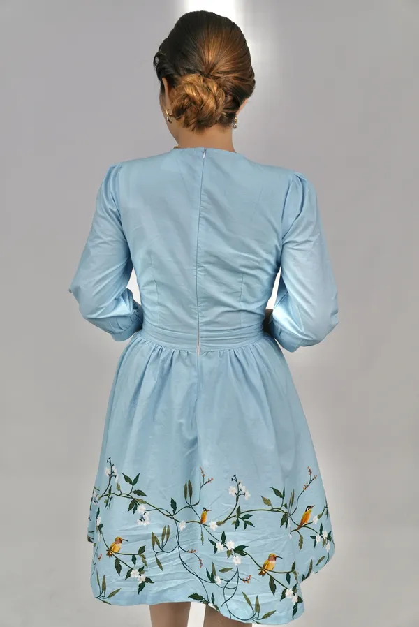 Blue_Floral_Print_A-Line_Dress_for_Women