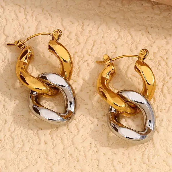 Gold_Tone_And_Silver_Tone_Interlocking_Hoop_Earrings_for_Women