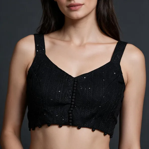Black_Sleeveless_Sweetheart_Neck_Blouse_For_Women
