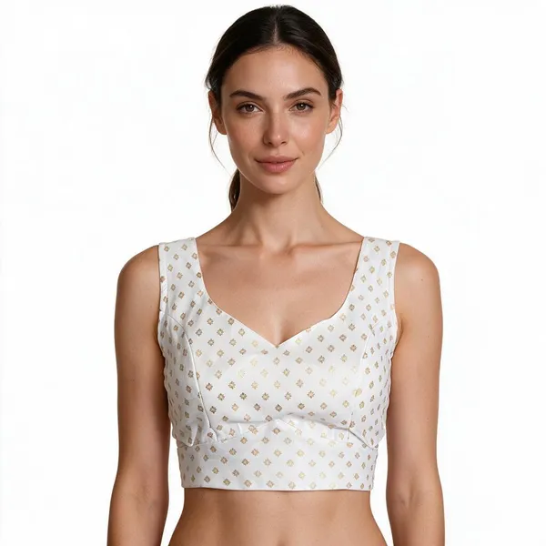 White_Sleeveless_Round_Neck_Blouse_For_Women