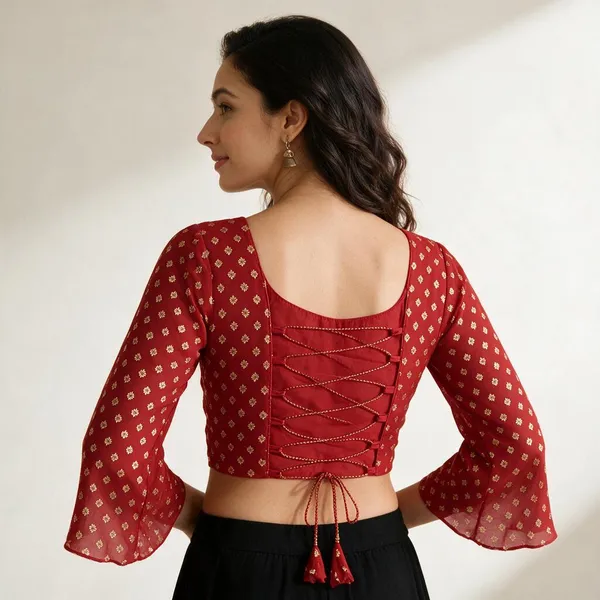 Red_Round_Neck_Full_Sleeve_Blouse_For_Women