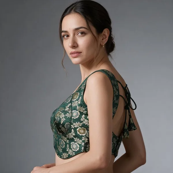 Green_Sleeveless_Sweetheart_Neck_Blouse_For_Women