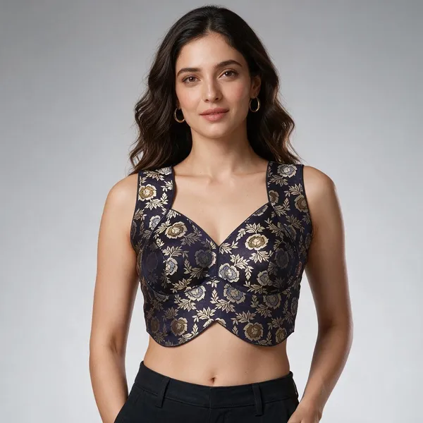 Blue_Sleeveless_Sweetheart_Neck_Blouse_For_Women