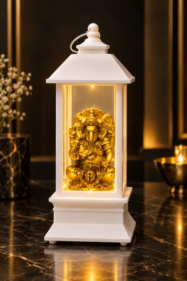 White_Devotional_Ganesha_LED_Lantern