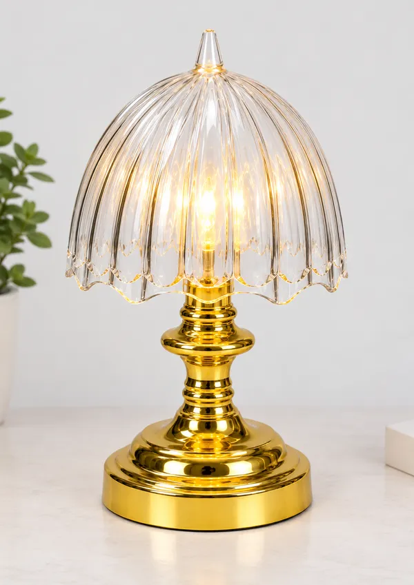 Gold-Toned_Metal_Modern_Ribbed_Dome_Table_Lamp