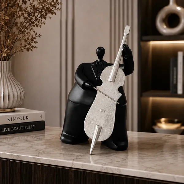 Black_&_Silver_Marble_Dust_X_Resin_Sculpture_For_Home_Decor