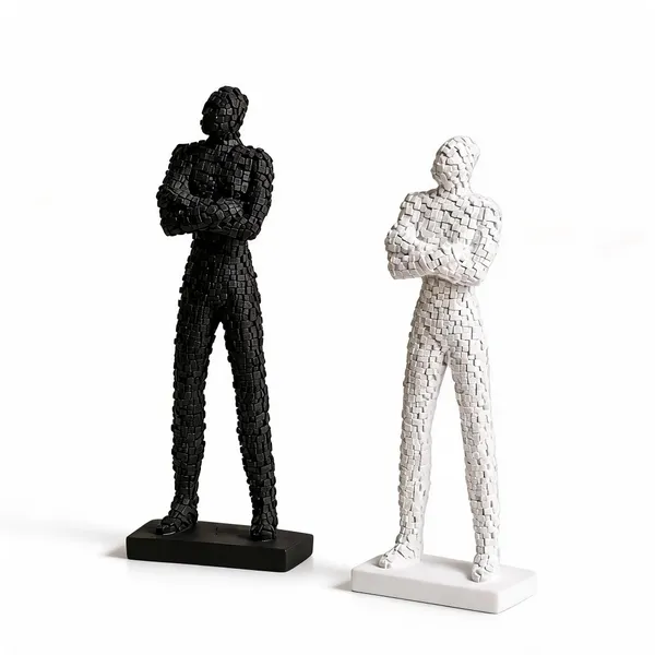 Black_&_White_Marble_Dust_X_Resin_Sculpture_For_Home_Decor