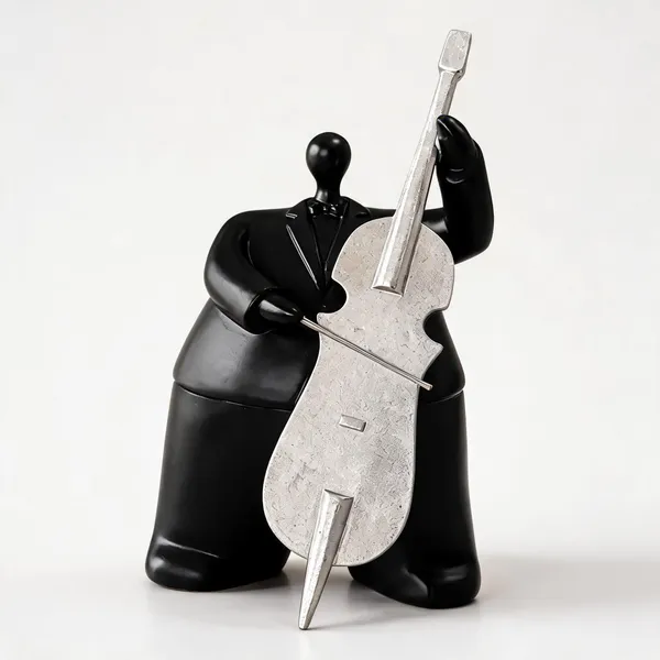 Black_&_Silver_Marble_Dust_X_Resin_Sculpture_For_Home_Decor