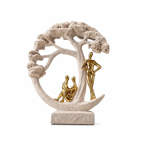 White_&_Gold_Marble_Dust_X_Resin_Sculpture_For_Home_Decor