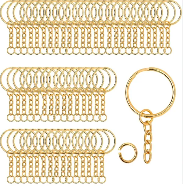 Gold_Tone_Keychain_Rings_With_Chains