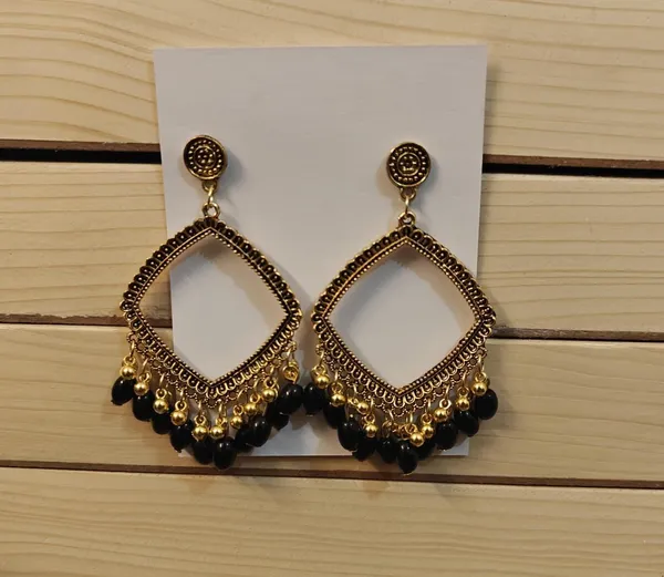 Gold-Tone_Oxidised_Geometric_Drop_Earrings_For_Women
