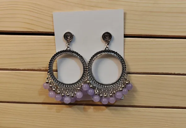 Oxidized_Metal_Purple_Beaded_Circular_Earrings_For_Women