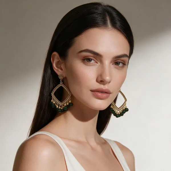 Gold_Tone_Beaded_Drop_Earrings_For_Women