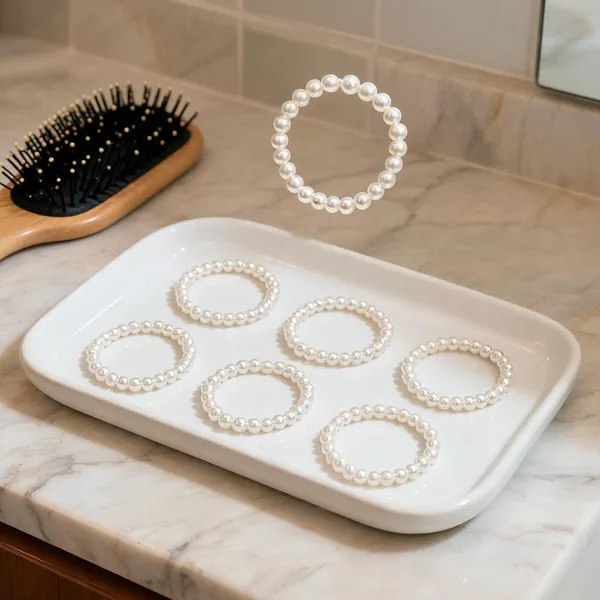 White_Pearl_Beaded_Hair_Ties_For_Women
