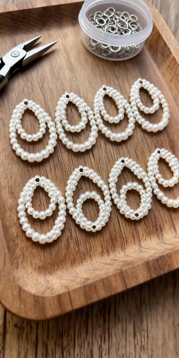 White_Pearl_Beaded_Teardrop_Charms_For_Jewellery_Making