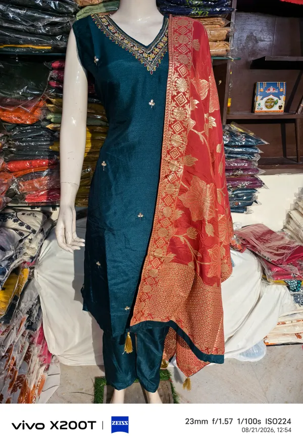 Teal_Embroidered_Kurta_Pant_Dupatta_Set_for_Women