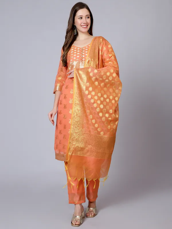 Peach_Straight_Kurta_Pant_Dupatta_Set_for_Women
