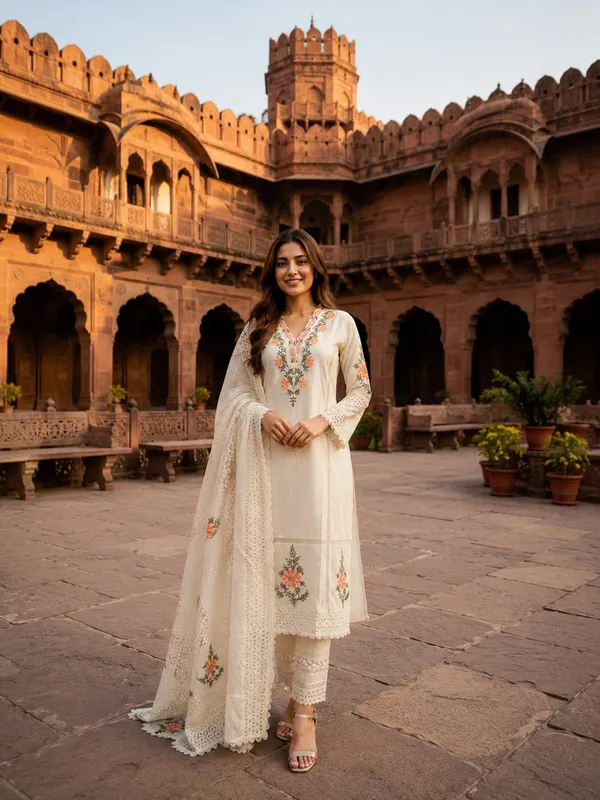 Off_White_Embroidered_Kurta_Set_With_Dupatta_for_Women