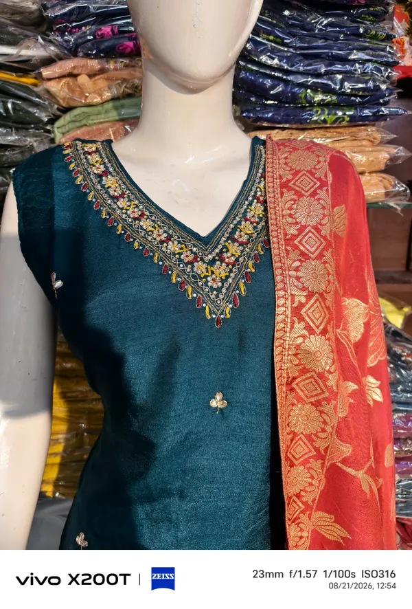Teal_Embroidered_Kurta_Pant_Dupatta_Set_for_Women