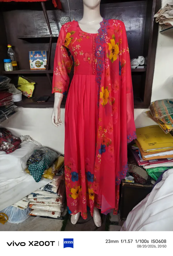Red_Floral_Anarkali_Dress_With_Dupatta_for_Women