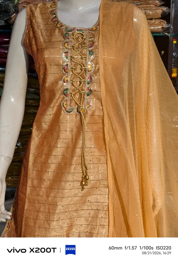 Gold_Jacquard_Embroidered_Kurta_Set_With_Dupatta_For_Women