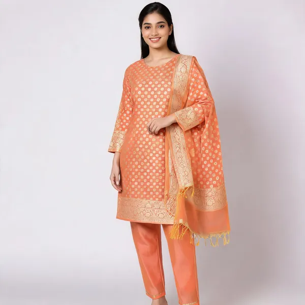 Peach_Banarasi_Chanderi_Silk_Woven_Salwar_Suit_Set_For_Women