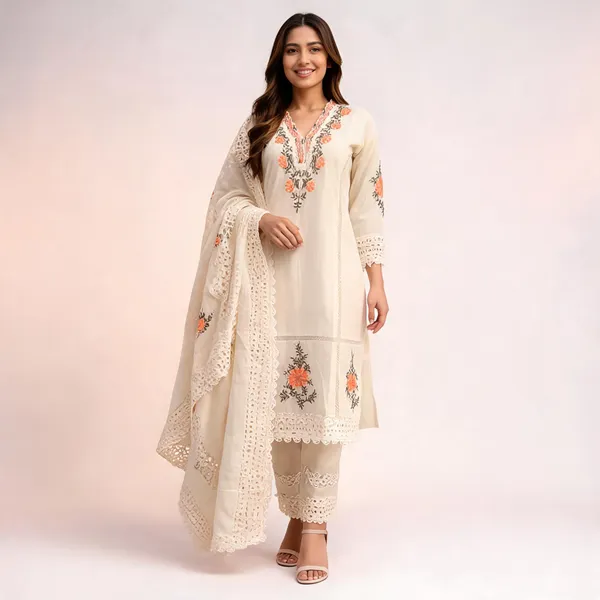 Off_White_Kora_Cotton_Embroidered_Kurta_Set_With_Dupatta_For_Women