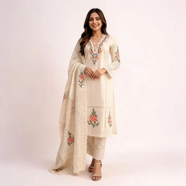 Off_White_Kora_Cotton_Embroidered_Kurta_Set_With_Dupatta_For_Women