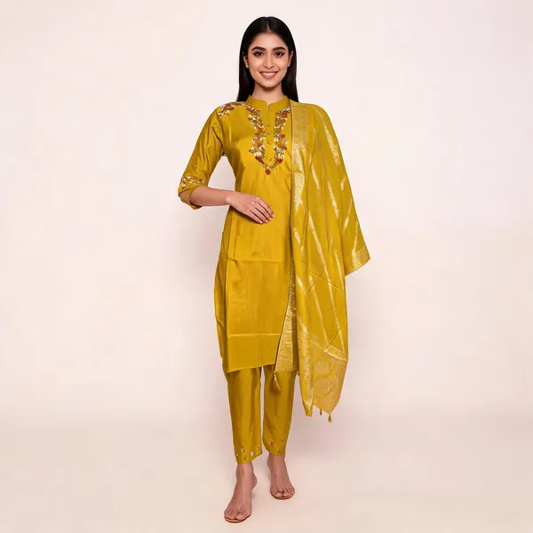 Mustard_Dola_Silk_Hand_Embroidered_Straight_Kurta_Set_For_Women