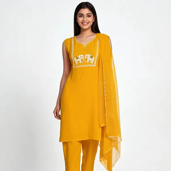 Mustard_Rayon_Computer_Embroidered_Straight_Kurta_Set_For_Women