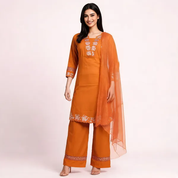Orange_Cotton_Embroidered_Straight_Kurta_Set_For_Women