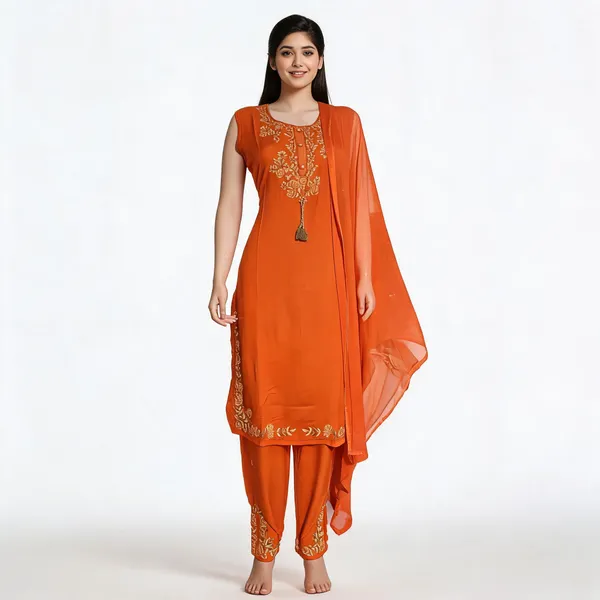 Orange_Rayon_Embroidered_Straight_Kurta_Pant_Dupatta_Set_For_Women
