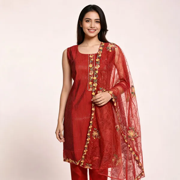 Red_Chanderi_Silk_Embroidered_Straight_Suit_Set_For_Women