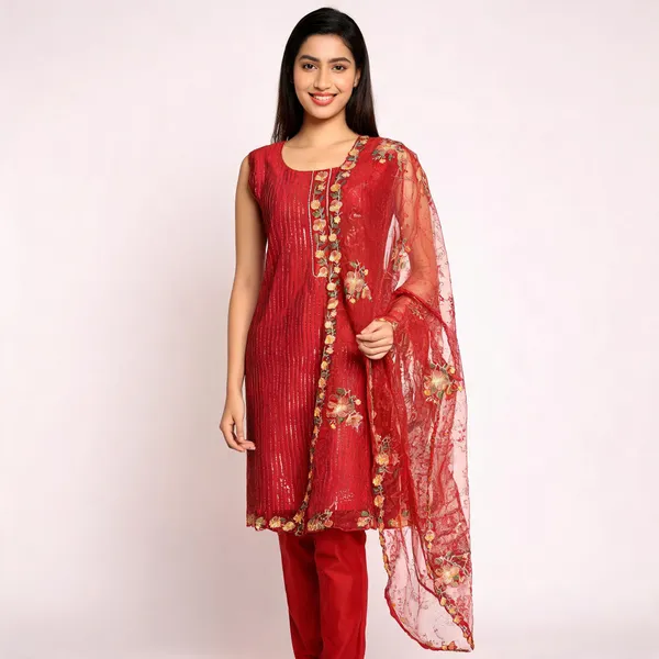 Red_Chanderi_Silk_Embroidered_Straight_Suit_Set_For_Women