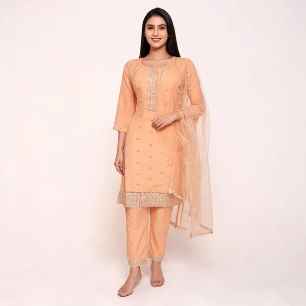 Peach_Muslin_Silk_Embroidered_Straight_Salwar_Suit_For_Women