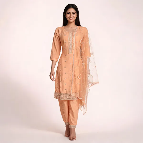Peach_Muslin_Silk_Embroidered_Straight_Salwar_Suit_For_Women