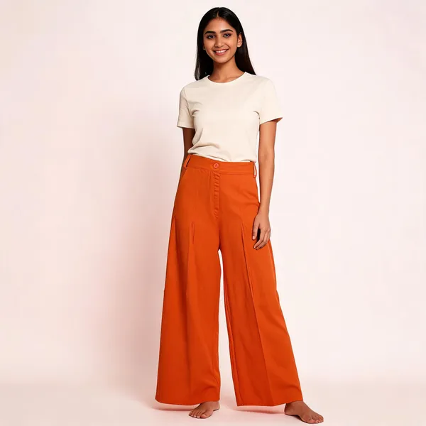 Orange_Rayon_Wide_Leg_Palazzo_Pants_For_Women