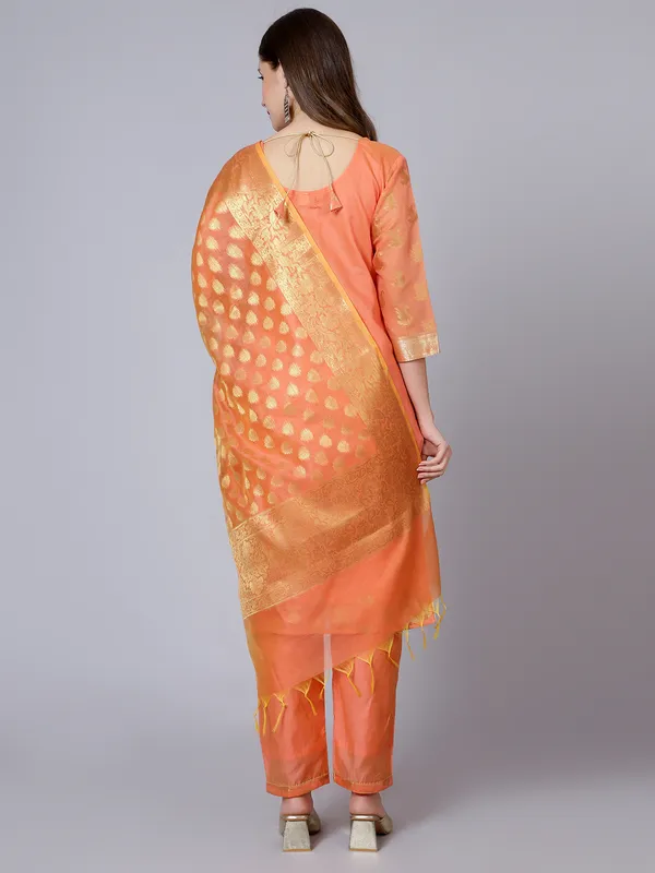 Peach_Woven_Salwar_Suit_Set_for_Women