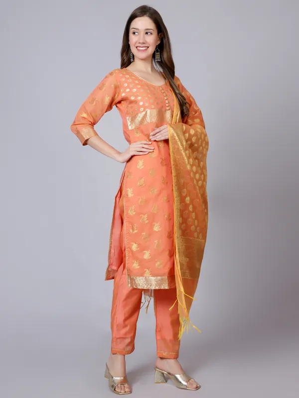 Peach_Straight_Kurta_Pant_Dupatta_Set_for_Women